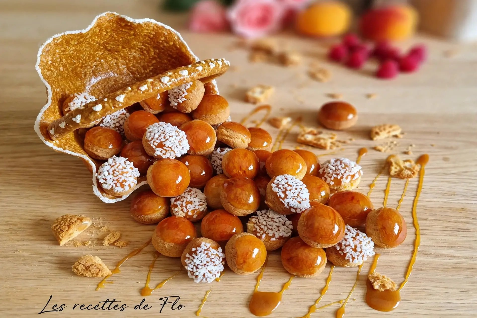 Choux à la crème glaçage caramel