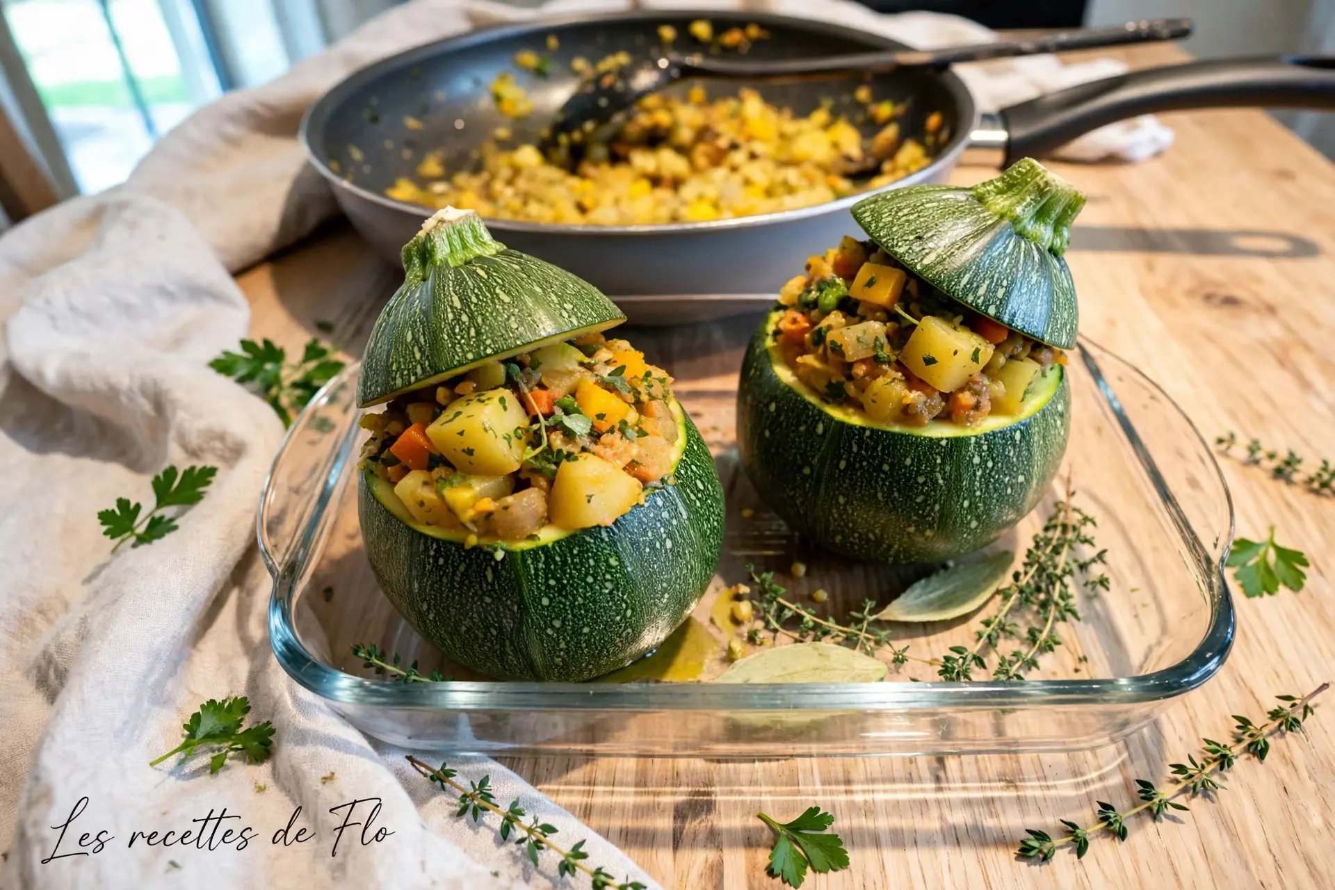 Courgettes au curry de legumes